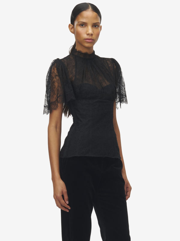 ALEXANDER MCQUEEN - Floral Lace Top - Item 843642QZAPW1000